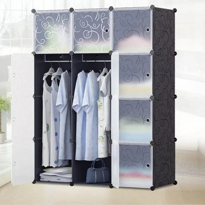 Пластикова шафа на 12 відділень, 140х105х35см / Складна шафа для одягу / Модульна шафа з полицями