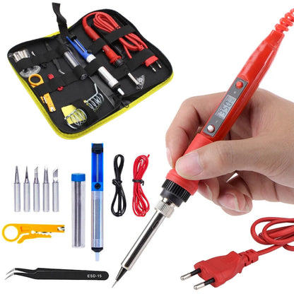 Набір для паяння у футлярі, 220V, 80W / Паяльний набір / Цифровий паяльник з регульованою температурою