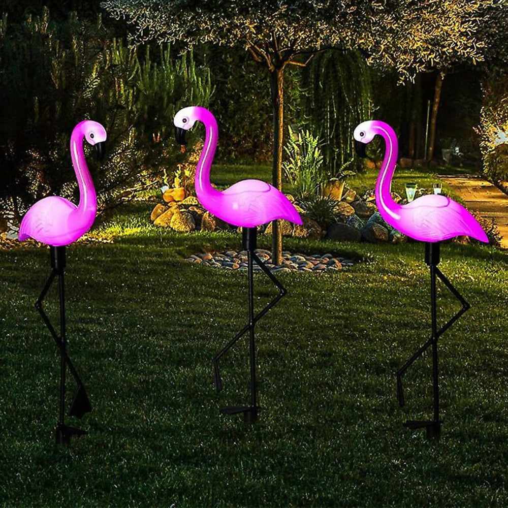 Садові ліхтарі на сонячній батареї "Фламінго" (комплект 3 шт) / Вуличний світильник на акумуляторі / Декоративний ліхтар