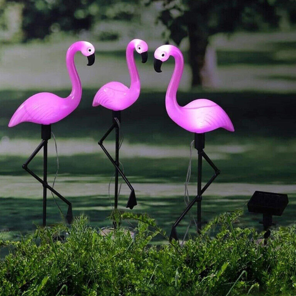 Садові ліхтарі на сонячній батареї "Фламінго" (комплект 3 шт) / Вуличний світильник на акумуляторі / Декоративний ліхтар