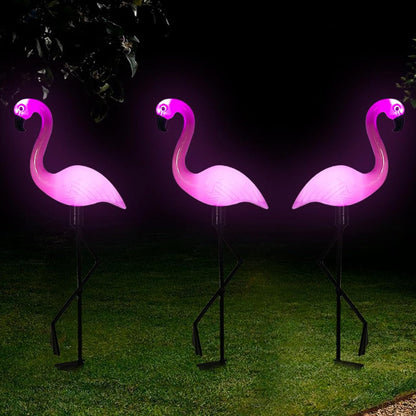 Садові ліхтарі на сонячній батареї "Фламінго" (комплект 3 шт) / Вуличний світильник на акумуляторі / Декоративний ліхтар