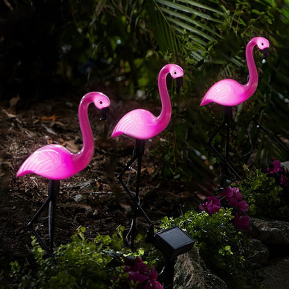 Садові ліхтарі на сонячній батареї "Фламінго" (комплект 3 шт) / Вуличний світильник на акумуляторі / Декоративний ліхтар