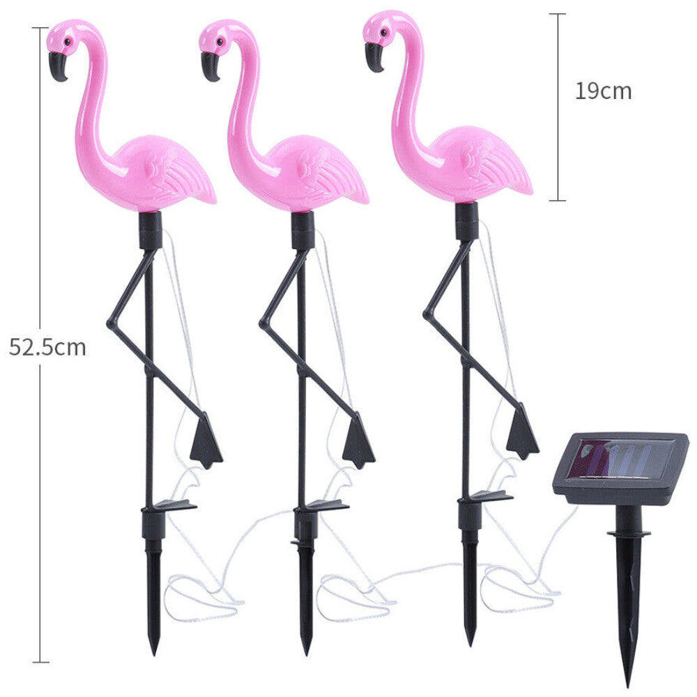Садові ліхтарі на сонячній батареї "Фламінго" (комплект 3 шт) / Вуличний світильник на акумуляторі / Декоративний ліхтар