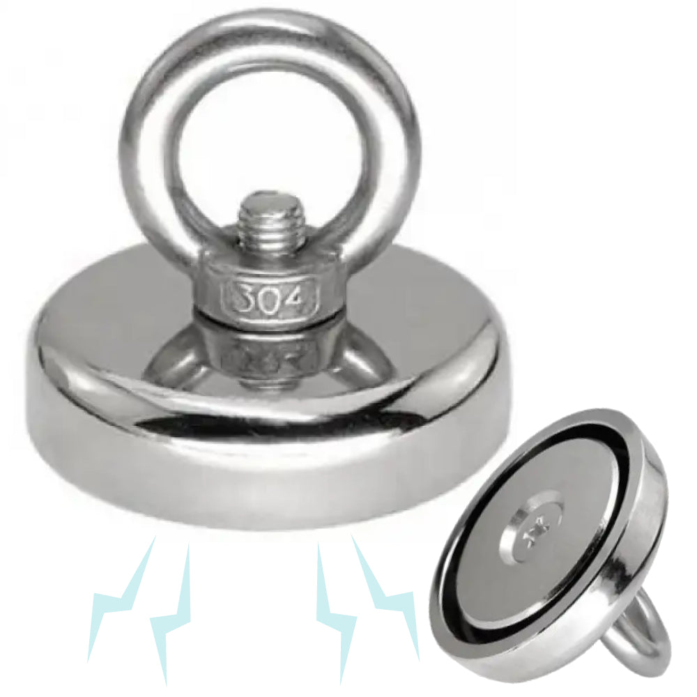 Неодимовий магніт 42мм - 55кг у корпусі із зовнішнім кільцем / Пошуковий магніт / Магніт для пошуків металу