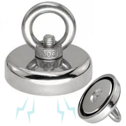 Неодимовий магніт 42мм - 55кг у корпусі із зовнішнім кільцем / Пошуковий магніт / Магніт для пошуків металу