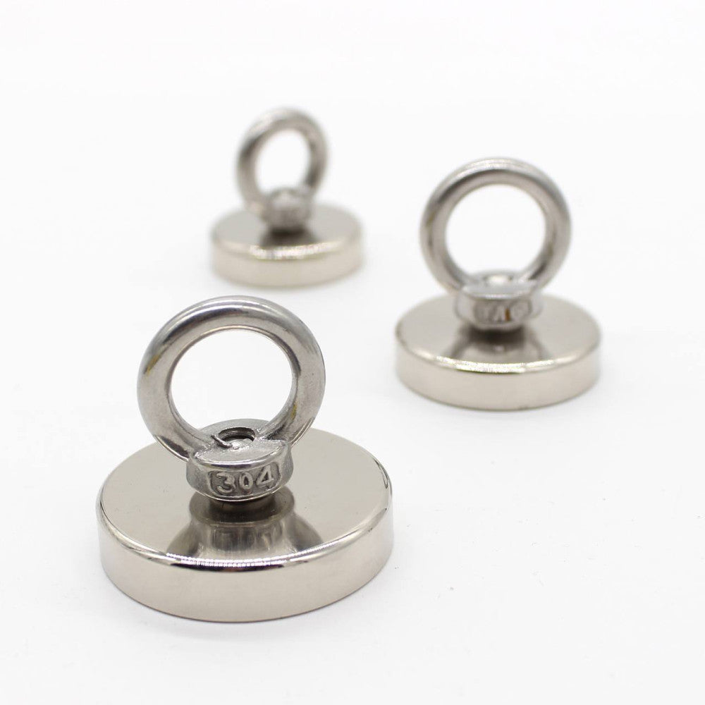 Неодимовий магніт 42мм - 55кг у корпусі із зовнішнім кільцем / Пошуковий магніт / Магніт для пошуків металу