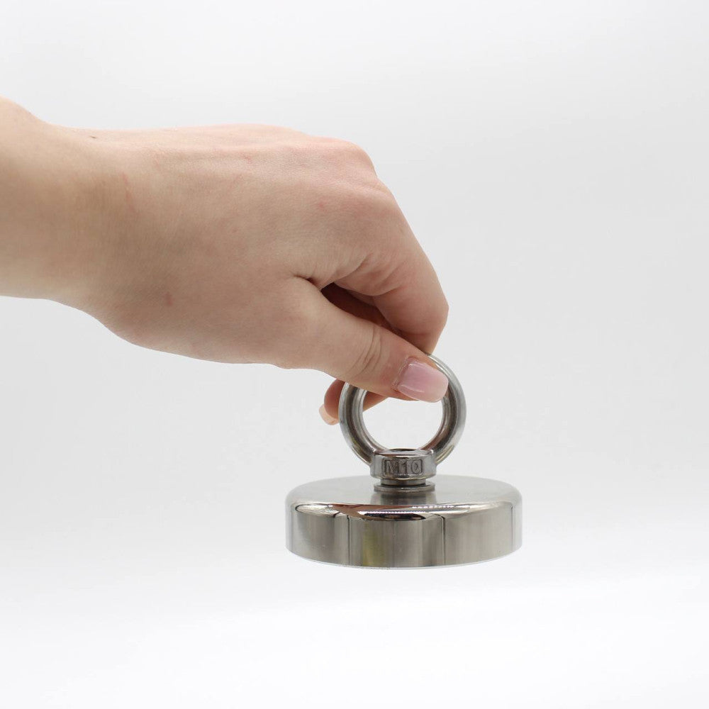 Неодимовий магніт 48мм - 75кг у корпусі із зовнішнім кільцем / Пошуковий магніт / Магніт для пошуків металу