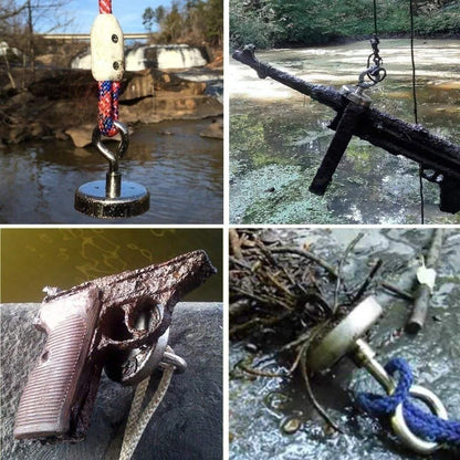 Неодимовий магніт 48мм - 75кг у корпусі із зовнішнім кільцем / Пошуковий магніт / Магніт для пошуків металу