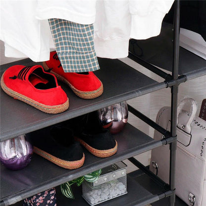 Підлогова вішалка для одягу з полицями, 170х160х36см, RD-9007, Чорний / Стійка для одягу / Шафа для одягу