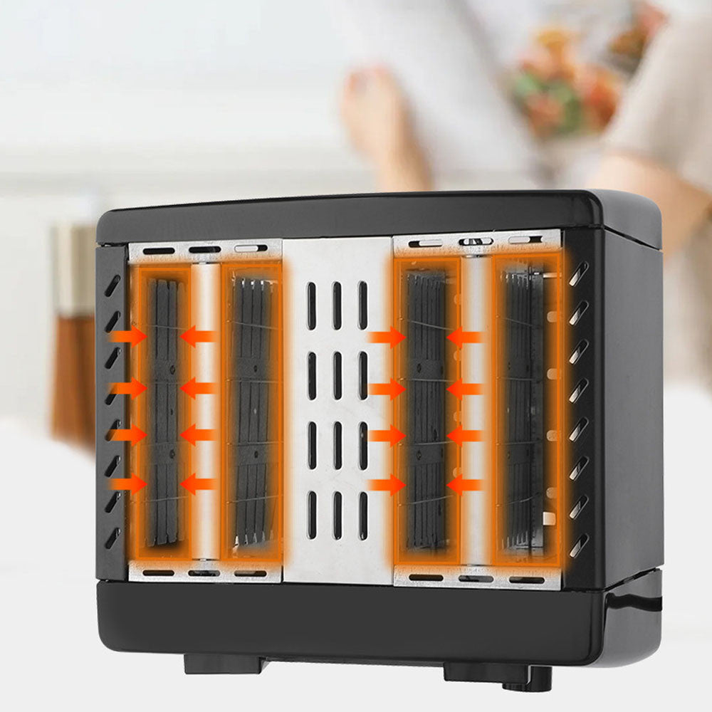 Тостер 4 скибочки, розморожування, підігрів, 1300Вт, QLT-318B / Тостер для хліба / Електротостет