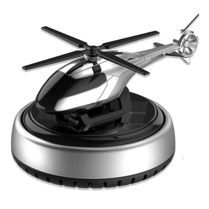 Автомобільний ароматизатор вертоліт з роздуванням на сонячній панелі + багаторазове просочення парфуми, Сріблястий / Ароматизатор