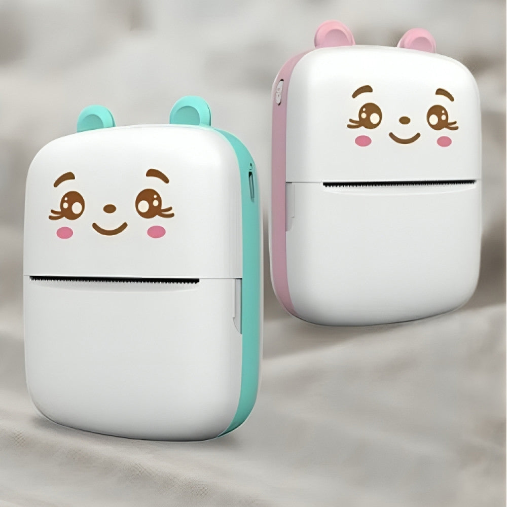 Портативний міні принтер з Bluetooth + рулон термопаперу, Рожевий / Дитячий фотопринтер / Термопринтер