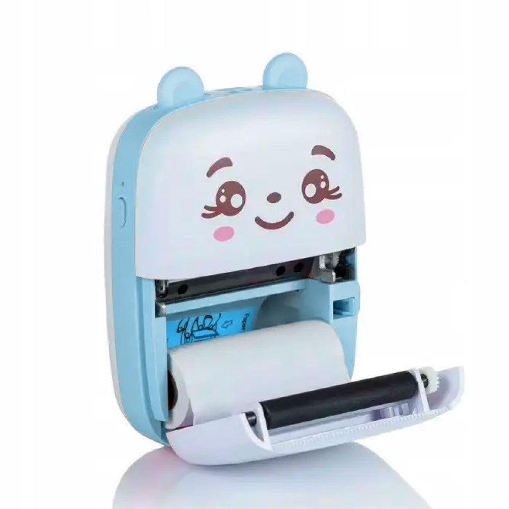 Портативний міні принтер + рулон термопаперу, Блакитний / Дитячий Bluetooth фотопринтер / Термопринтер