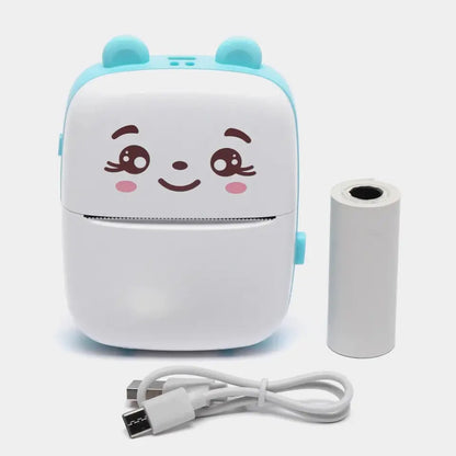 Портативний міні принтер + рулон термопаперу, Блакитний / Дитячий Bluetooth фотопринтер / Термопринтер