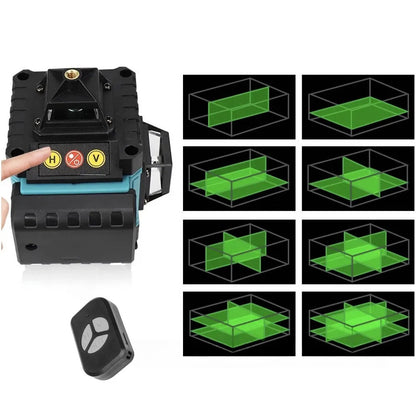 Лазерний нівелір 4D 16 ліній з триногою, пультом та кейсом / Лазерний нівелір / Лінійний нівелір