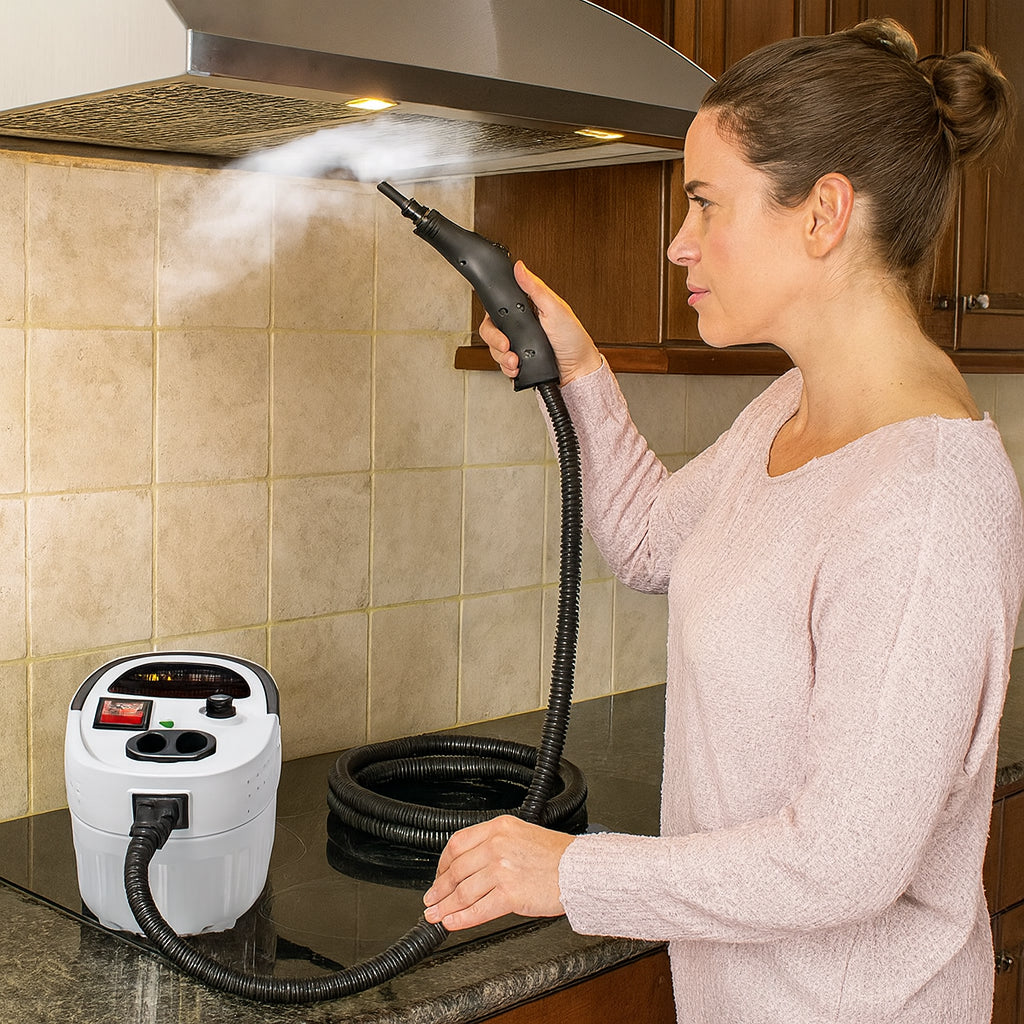 Портативний пароочисник 2500Вт, 1,2л + 7 насадок / Ручний пароочисник для дому / Паровий очищувач