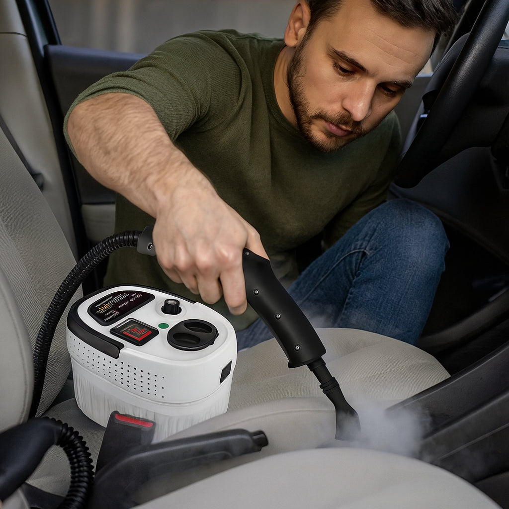 Портативний пароочисник 2500Вт, 1,2л + 7 насадок / Ручний пароочисник для дому / Паровий очищувач