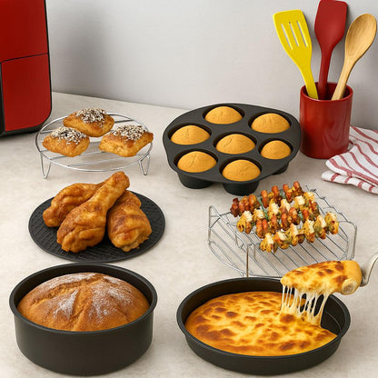 Аксесуари для аерофритюрниці 8 дюймів, 11 в 1 / Аксесуари для аерогрилю / Набір аксесуарів для мультипечі