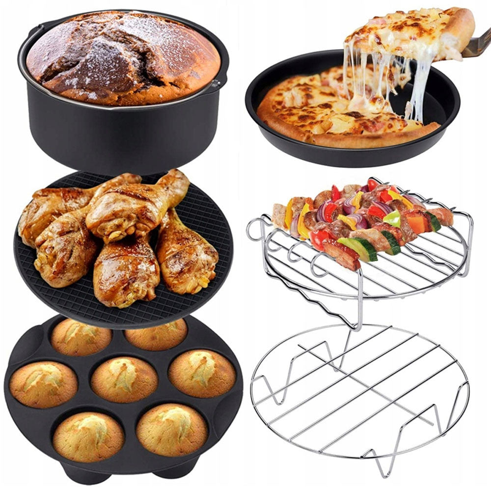 Аксесуари для аерофритюрниці 8 дюймів, 11 в 1 / Аксесуари для аерогрилю / Набір аксесуарів для мультипечі