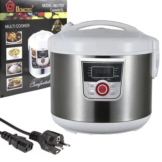 Мультиварка з таймером на 5л, 1500Вт, Domotec MS 7727, Біла / Скороварка / Мультиповар