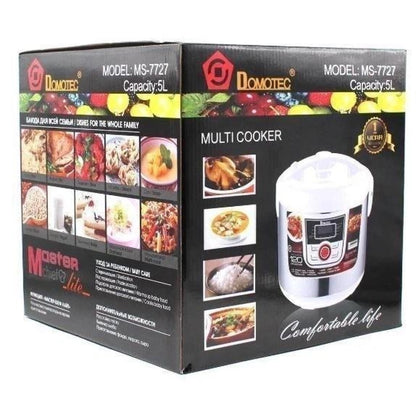 Мультиварка з таймером на 5л, 1500Вт, Domotec MS 7727, Біла / Скороварка / Мультиповар