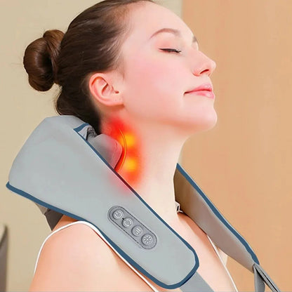 Електричний масажер для шиї, спини та тіла з підігрівом / Роликовий масажер для зняття втоми в шиї