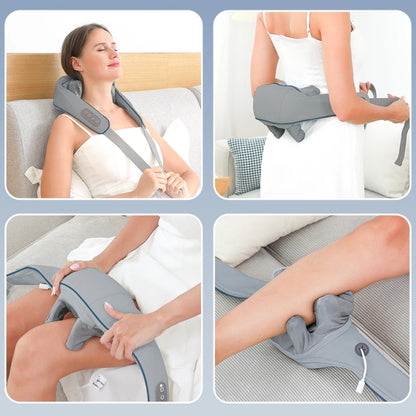 Електричний масажер для шиї, спини та тіла з підігрівом / Роликовий масажер для зняття втоми в шиї