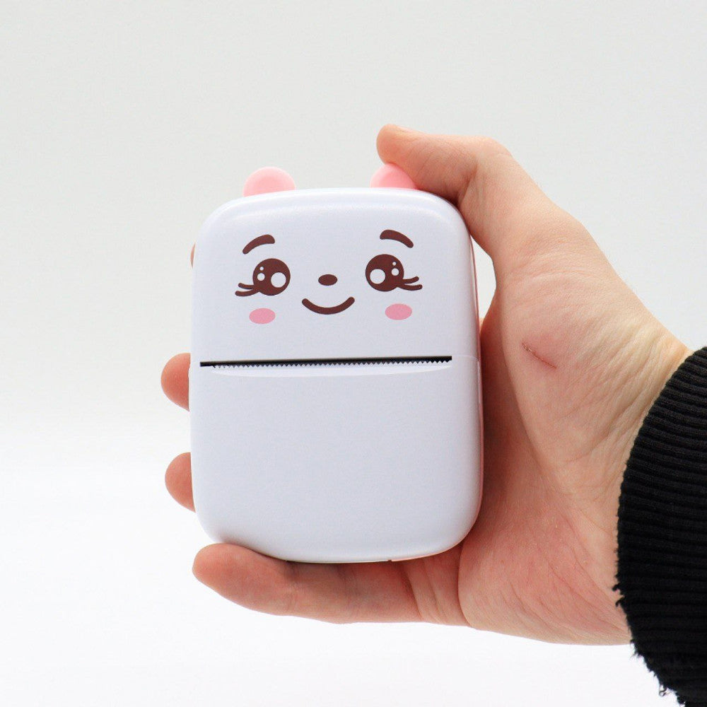 Портативний міні принтер з Bluetooth + рулон термопаперу, Рожевий / Дитячий фотопринтер / Термопринтер