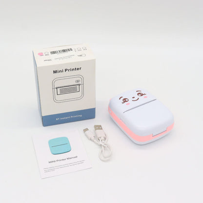 Портативний міні принтер з Bluetooth + рулон термопаперу, Рожевий / Дитячий фотопринтер / Термопринтер