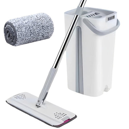 Швабра з автоматичним віджимом та відром 6л / Швабра ледарка / Комплект для прибирання швабра та відро