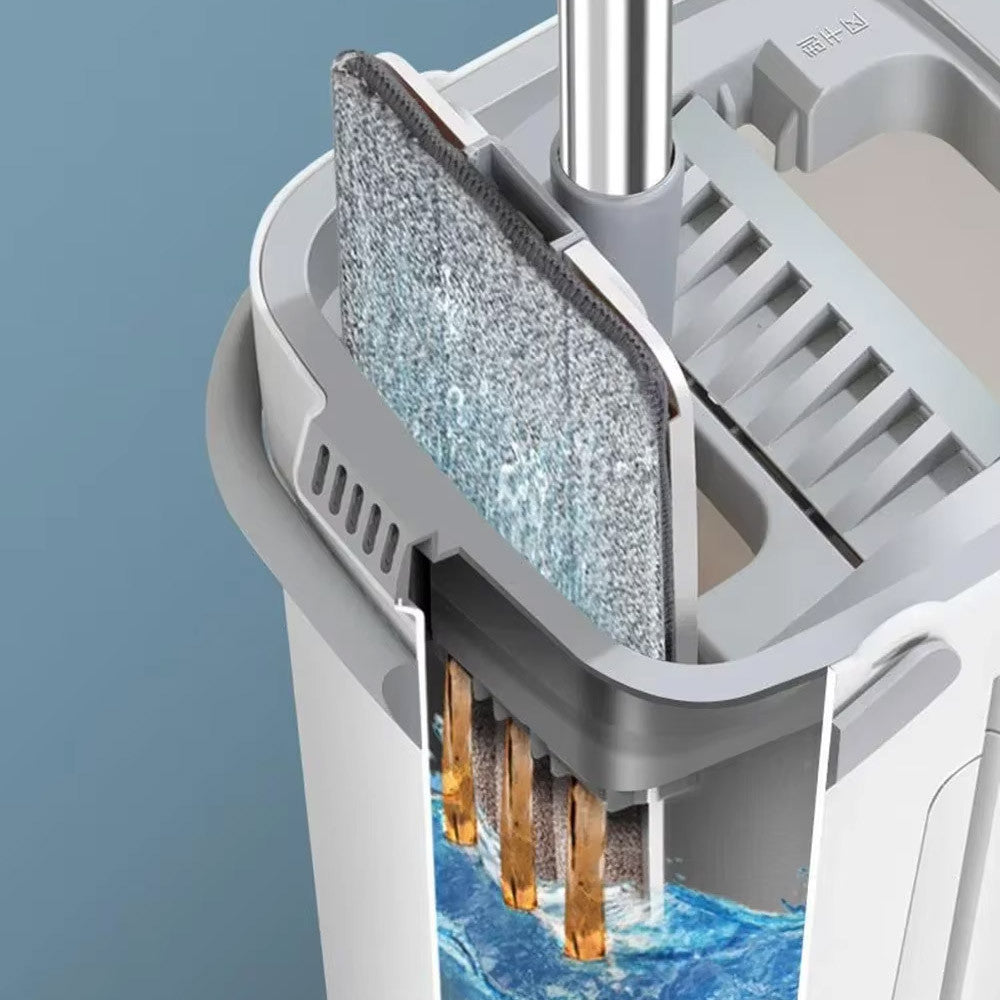 Швабра з автоматичним віджимом та відром 6л / Швабра ледарка / Комплект для прибирання швабра та відро