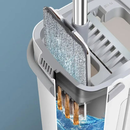 Швабра з автоматичним віджимом та відром 6л / Швабра ледарка / Комплект для прибирання швабра та відро