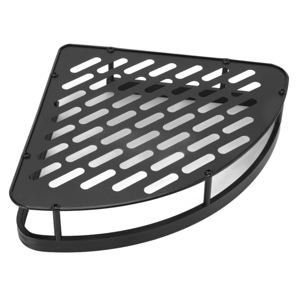 Кутова полиця у ванну 28 х 22 х 5,5см, Чорна / Металева настінна поличка для ванної кімнати