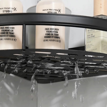 Кутова полиця у ванну 28 х 22 х 5,5см, Чорна / Металева настінна поличка для ванної кімнати