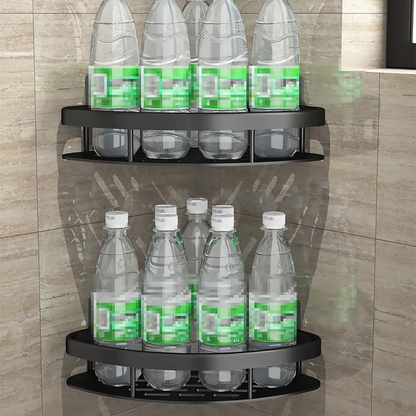 Кутова полиця у ванну 28 х 22 х 5,5см, Чорна / Металева настінна поличка для ванної кімнати