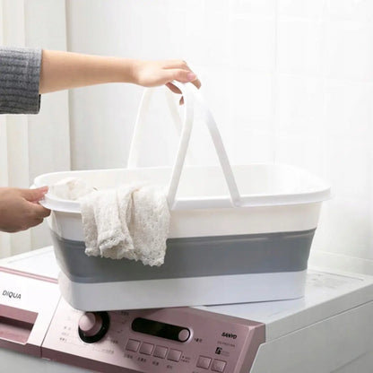 Складне відро силіконове під швабру 15л на коліщатках Barrel LY-488 / Відро прямокутне / Складна корзина