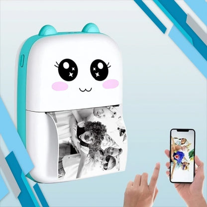 Міні принтер з Bluetooth + рулон термопаперу, Блакитний / Дитячий термопринтер / Фотопринтер портативний