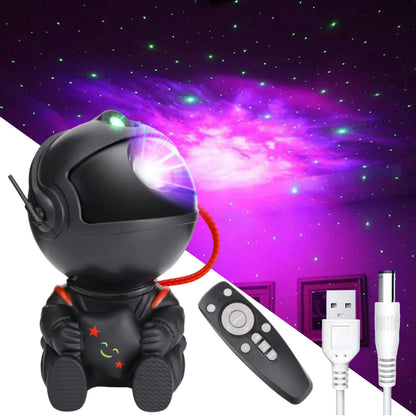 Нічник проектор зоряного неба Космонавт, з USB та пультом, Чорний / Нічник зоряне небо / Нічний світильник Астронавт