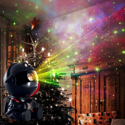 Нічник проектор зоряного неба Космонавт, з USB та пультом, Чорний / Нічник зоряне небо / Нічний світильник Астронавт