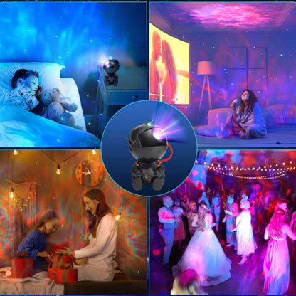 Нічник проектор зоряного неба Космонавт, з USB та пультом, Чорний / Нічник зоряне небо / Нічний світильник Астронавт