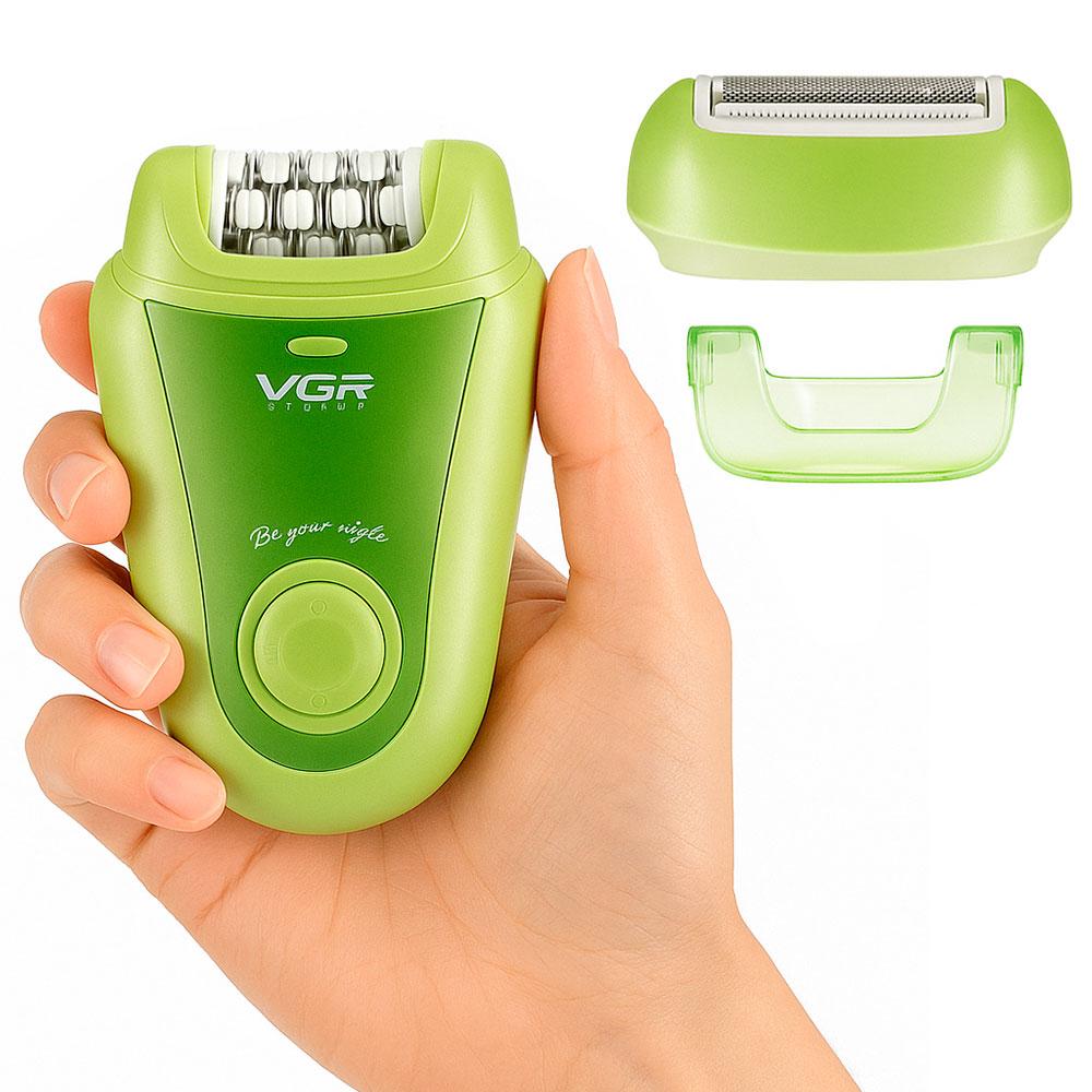Акумуляторний епілятор, 2 насадки, з USB, V-758 / Електроепілятор / Електробритва жіноча / Депілятор для ніг