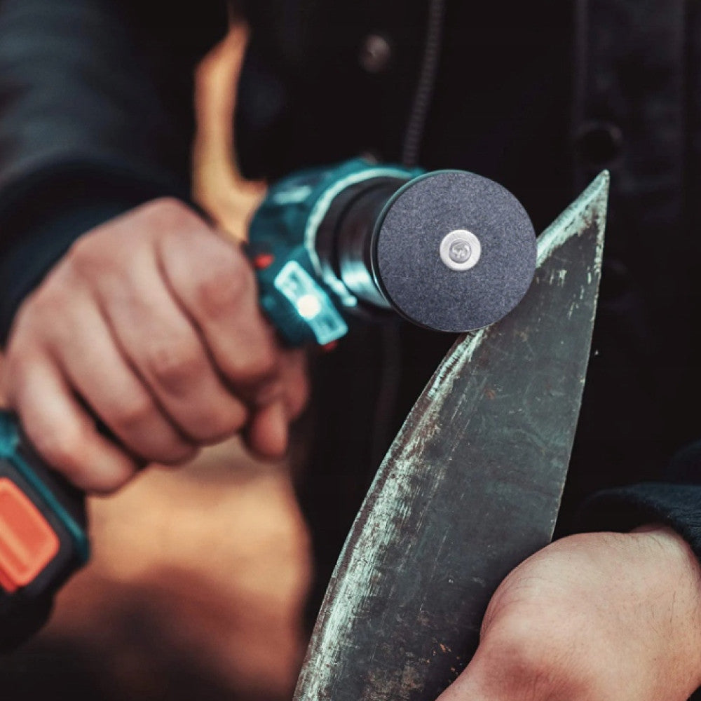 Камінь для заточування лез садових інструментів 50мм / Точильний диск / Насадка на дриль / Насадка для заточування