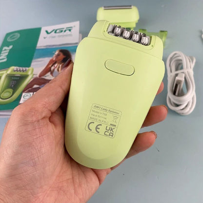 Акумуляторний епілятор, 2 насадки, з USB, V-758 / Електроепілятор / Електробритва жіноча / Депілятор для ніг