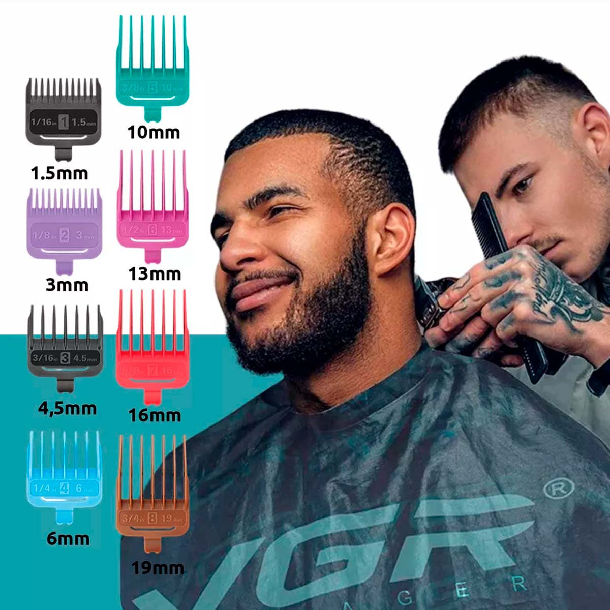 Акумуляторна машинка для стрижки VGR V-013 (8 насадок), USB, зелена / Тример для стрижки