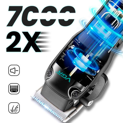 Акумуляторна машинка для стрижки VGR V-013 (8 насадок), USB, зелена / Тример для стрижки