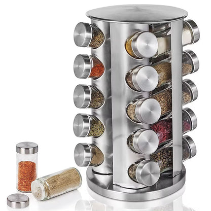 Набір для спецій та приправ 20 баночок (34х18см), з поворотом на 360 / Баночки для спецій / Карусель для спецій