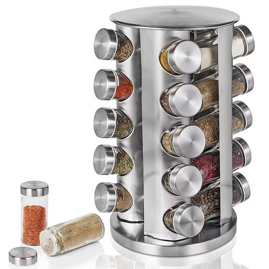 Набір для спецій та приправ 20 баночок (34х18см), з поворотом на 360 / Баночки для спецій / Карусель для спецій