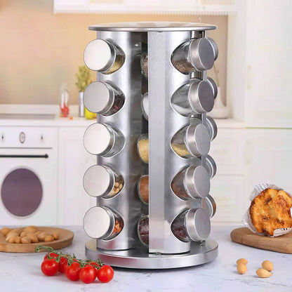Набір для спецій та приправ 20 баночок (34х18см), з поворотом на 360 / Баночки для спецій / Карусель для спецій