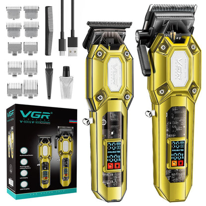 Комплект для стрижки волосся та бороди VGR V-600&900 з USB та 10 насадками / Машинка для стрижки волосся / Чоловічий тример