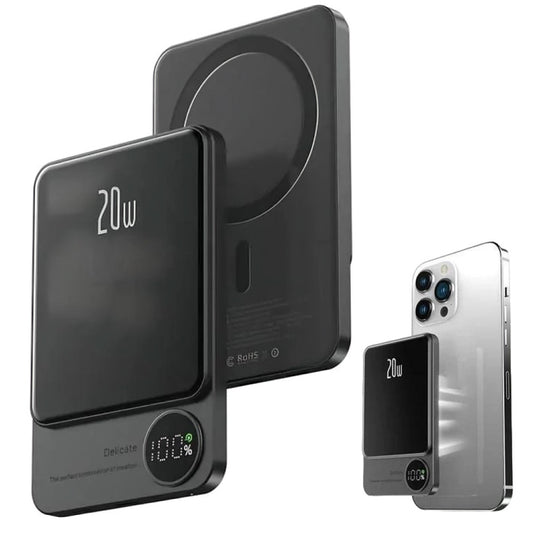 Повербанк бездротовий 20W, 10000 mAh, MagSafe, Чорний / Магнітний павербанк / УМБ / Портативний повер банк